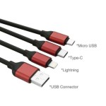 Καλώδιο Φόρτισης 3 σε 1 USB to Lightning-Type-C-Μicro USB